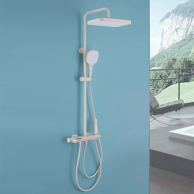 Ensemble de douche murale haut de gamme à cascade intelligente avec tête haute pression numérique et thermostat au design piano