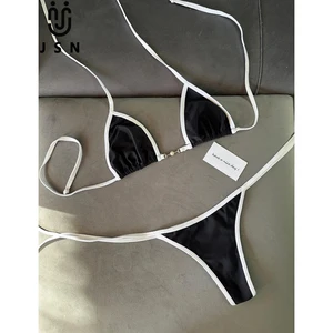 JSN 2026 Customized Micro Bikini Women Swimsuits Sexy Swimwear Brazilian Bikini Set Halter Biquini Patchwork Swimsuit Beachwear