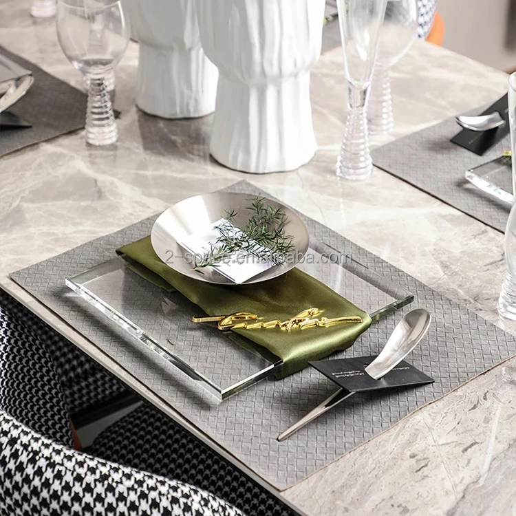 Custom Gloss Finish Round Paper Insert Acrylic Table Placemats And Coasters Multi Lucite