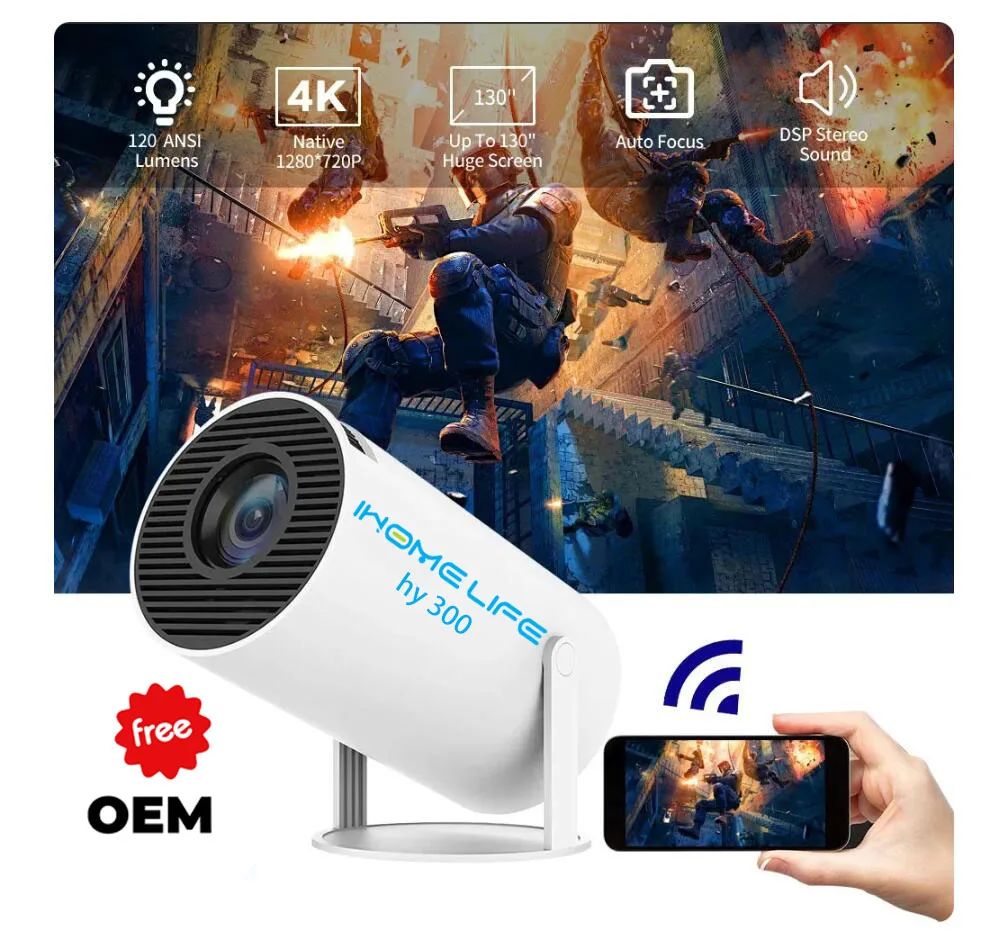 HY300 High Quality Smart Projector 720p 1g Factory Mini Home