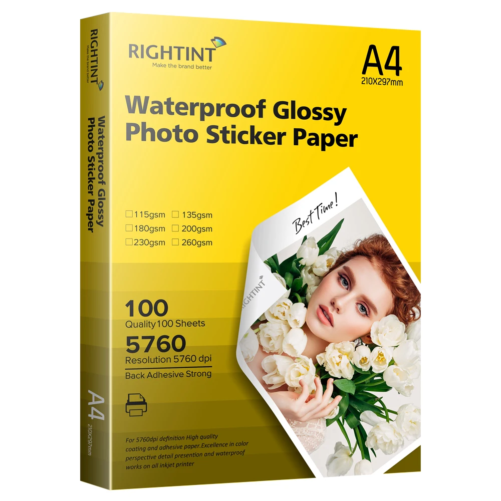 8.5x11 Glossy Inkjet Photo Sticker Paper 100 Sheets