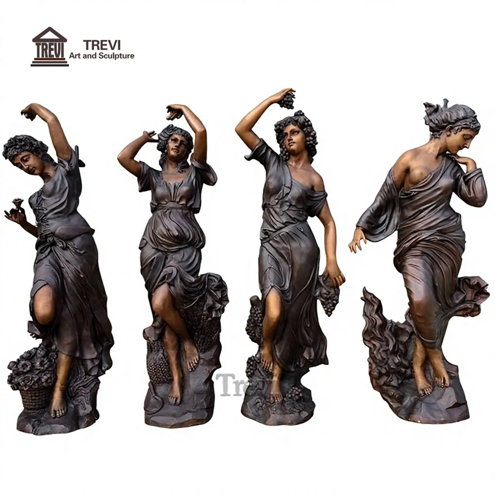 Metal Craft Life Size Goddesses Statue Brass Bronze Four Seasons