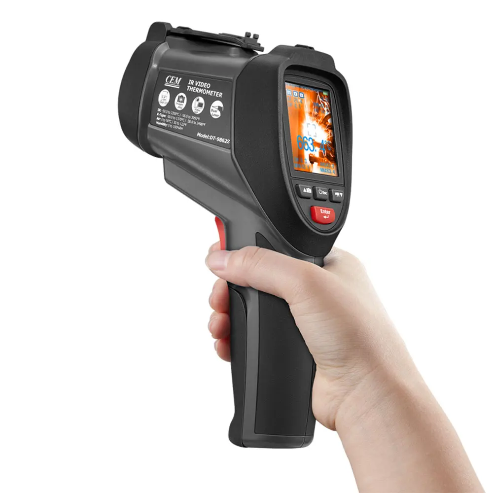 CEM DT-9862 infrared thermometer gun  -50 to 2200 celsius  Video Thermometers with color LCD display  -50 to 2200 celsius