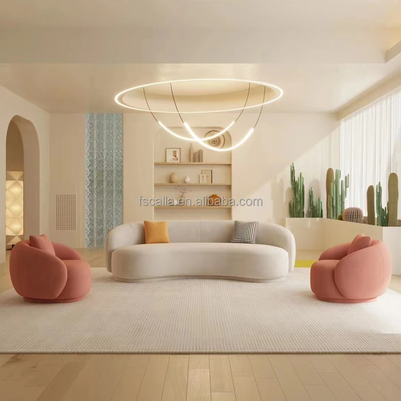 Modern New Design Half Moon Leather Sofa Living Room Arcshaped