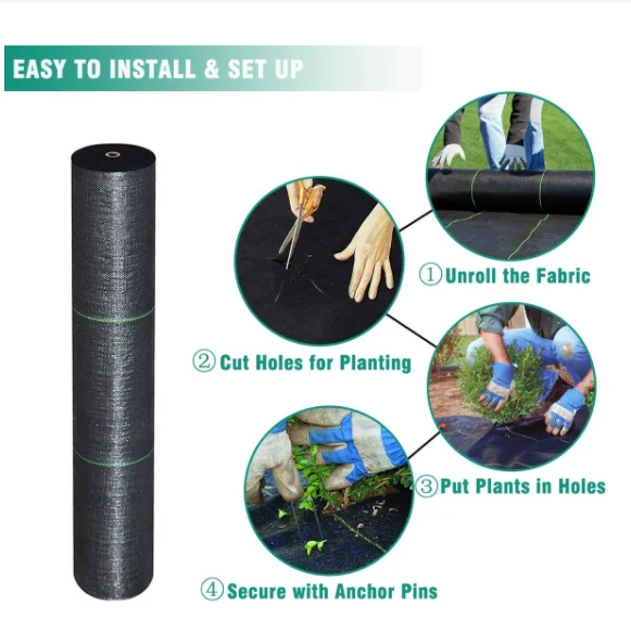 Hot Sale Weed Mat Pp Pe Woven Plastic Weed Control Block Mat Fabric Cloth Weed Barrier Non Woven