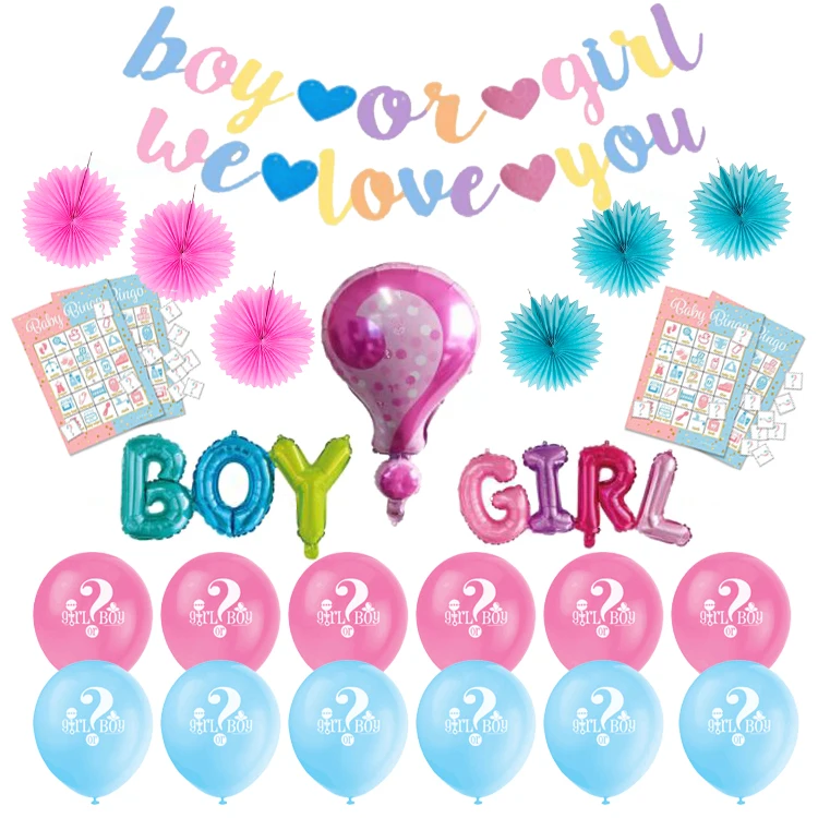 Gender Reveal Set Fête Décoration Fournitures et Baby Shower Fille ou Garçon Kit UK