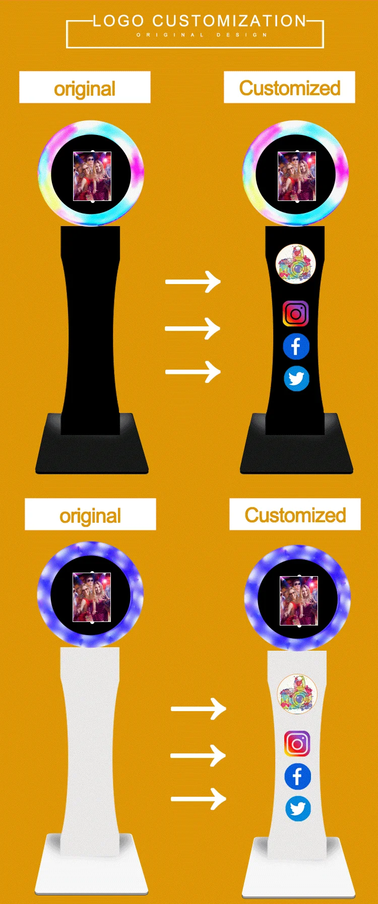 Loop Magic 360 Degree Rotation Magic Photobooth Kiosk - 360-Degree Rotating Ring Light