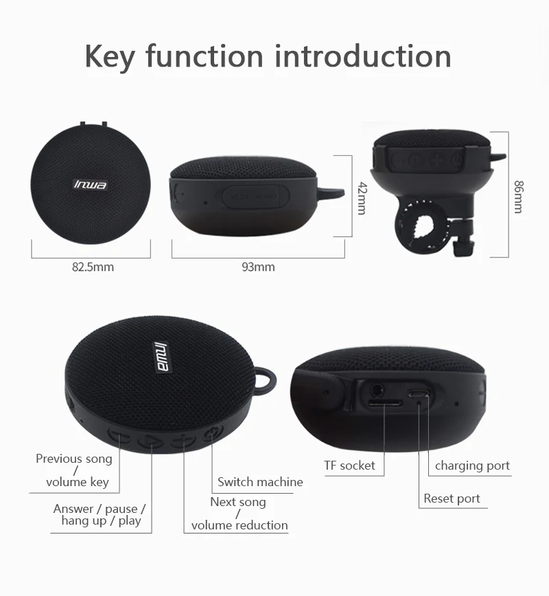Portable Bikes Column Waterproof Shower Hands Free Woofer Bluetooth Speaker - ANKUX.COM