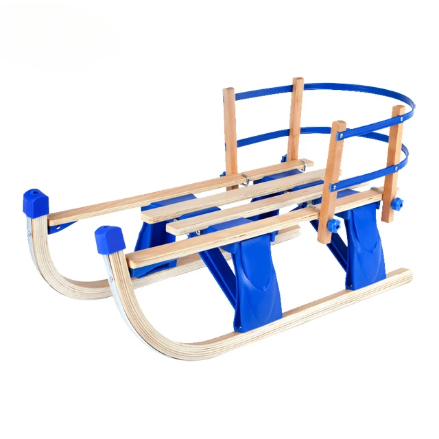 Factory Direct Wholesale Custom Snow Sledge Kids Outdoor Foldable Wooden Sled 80/90/100/110CM for Winter Fun