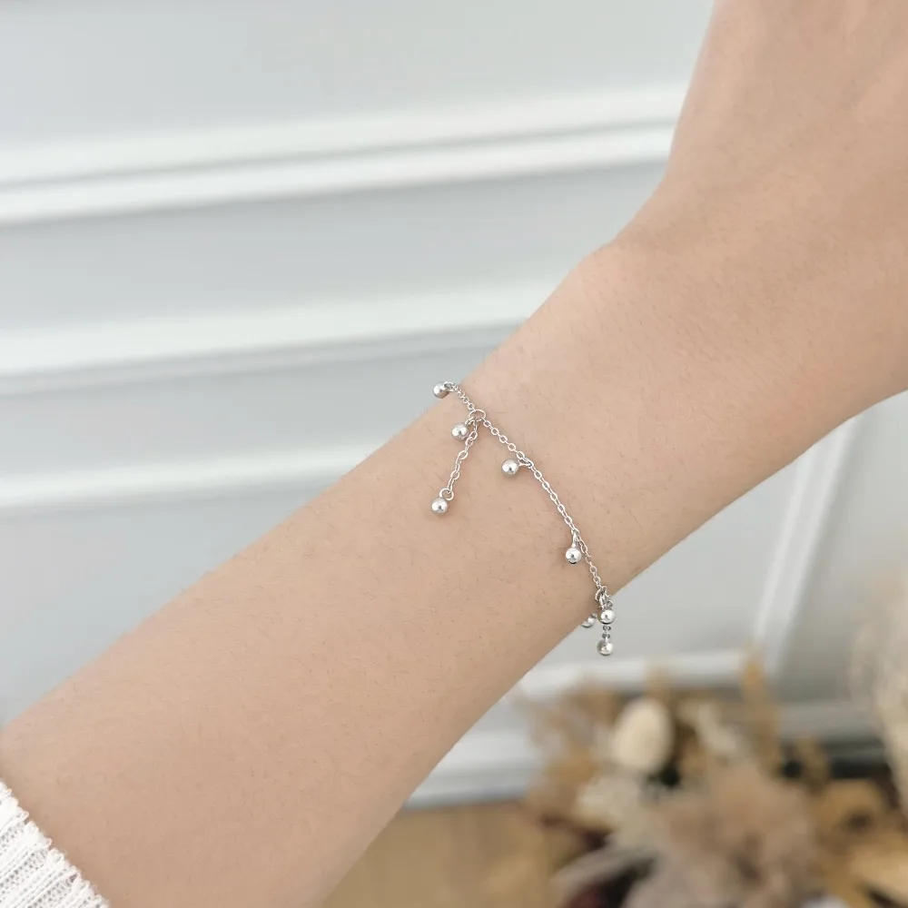 KAKODIY fashionable and elegant design sterling silver chain buckle adjustable tassel bead pendant women's daily wear jewelry bracelet detail 4