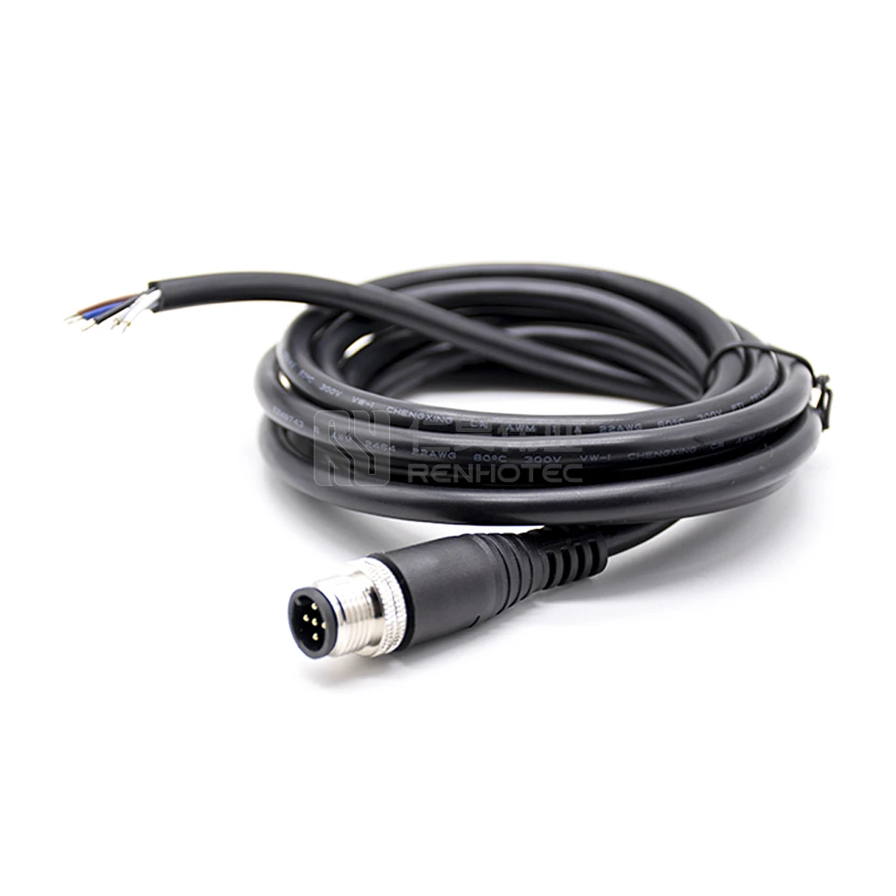 Signal M12 Cable Connector 5 Pin Male Molding Cable Straight Single Ended 1m 2m 5m 10m