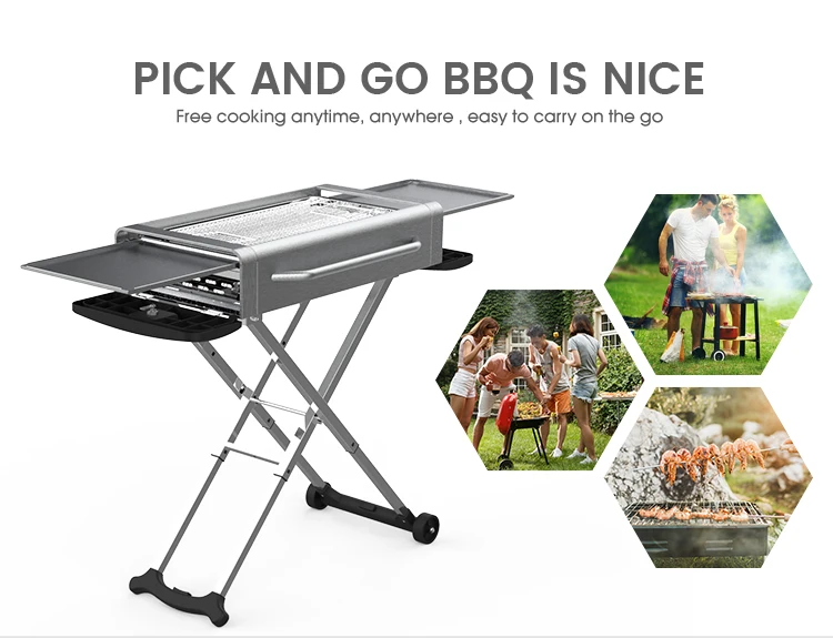 Folding Portable Charcoal Barbecue Grill For Picnic Smoker Barbecue
