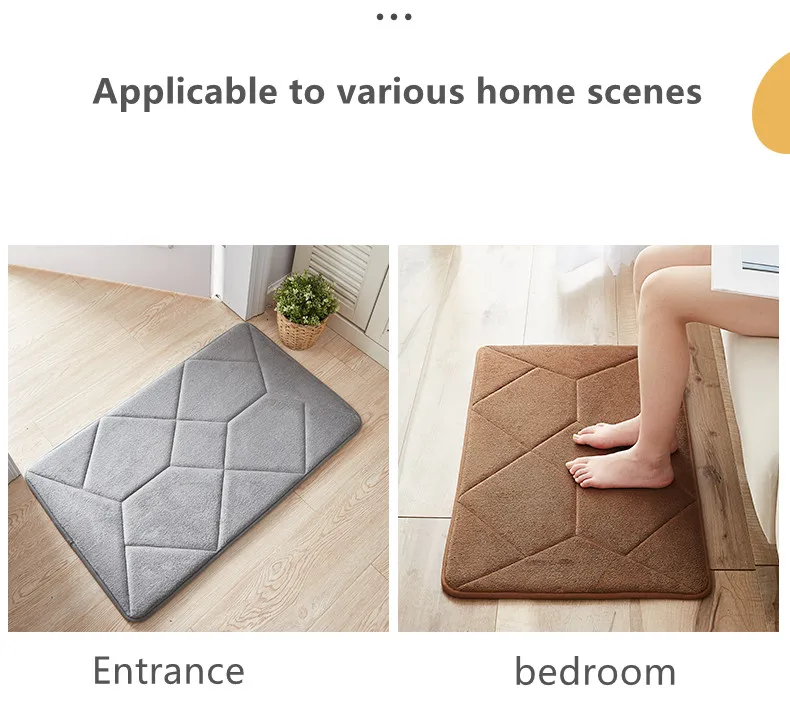 New hot selling Sewing embroidery Memory Foam Absorbent Floor Mat Living Room Non-slip Foot Mat Quadrilateral Bathroom Mat details