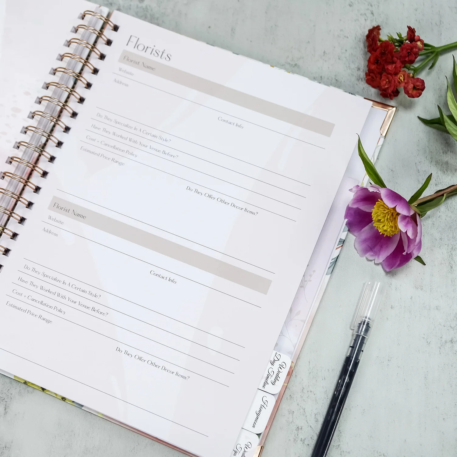 product custom printing wedding planner undated bridal organizer planning diary spiral hardcover gift guest book record planner list-3