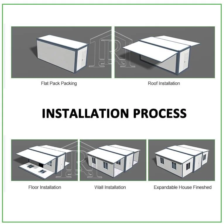 Prefabricated Folding Modular Homes Expandable Container House 2 Bedrooms 3 Bedrooms Mobil Container Homes