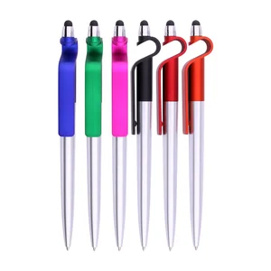 Stationery Multicolor Cheap Ballpoint Pen with Stylus & Phone Stand Pen with logo Printed for Promotion Gift OEM
