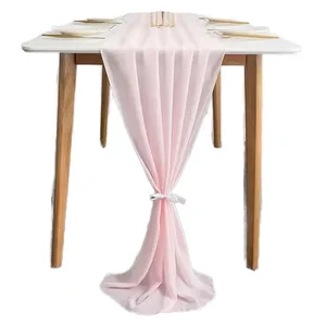 DaiRui Custom Size Multi-Color Polyester Table Runners Gauze Cheesecloth Runner for Home Christmas Tablecloth Decoration