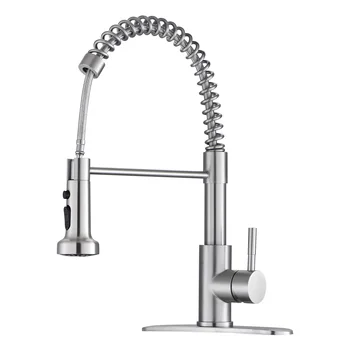 Flexible Kitchen Faucet with Pull-Down Spray Single Handle High arc Commercial Stainless Steel Brushed Nickel Sink TAP