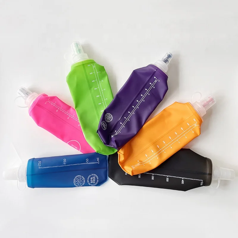 Custom 250ml 500ml Collapsible Soft Flask Folding Water Bottle for
