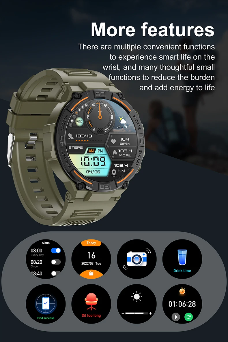 HW50 Montre Smartwatch Outdoor Sports 290 MAh IP67 Waterproof Level Reloj 360*360 Round Full Touch TFT Screen Type Smart Watches
