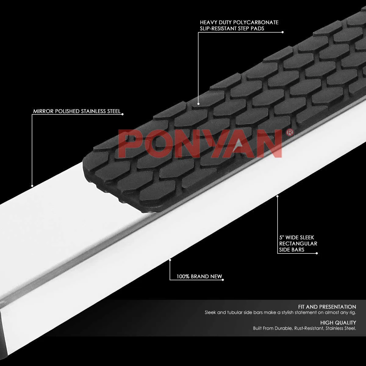 Black Heavy-Duty Running Boards For 2009-2018 Dodge Ram 1500 Crew Cab – Side Steps