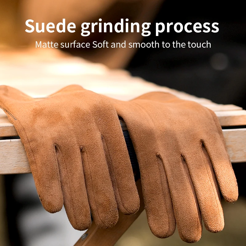 GOLOVEJOY DY45 Oem Высокое качество оптовая продажа замшевые перчатки мужская мода теплые зимние двойные меховые утолщенные для сенсорного