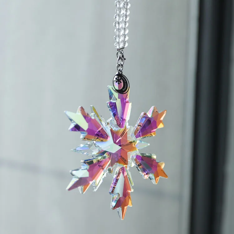 product wholesale fashion gifts hanging clear christmas glass snowflake ornament crystal glass pendant-37