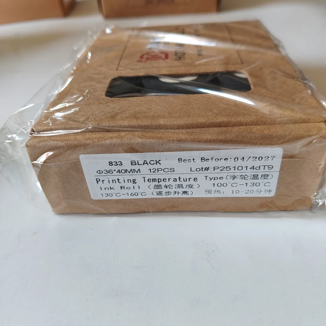 DIKAI833ink 36x40mm Black Hot INK Roll for Roller Transfer Printing Coding Machine with 130-160C Temperature and Pillow Packing 4