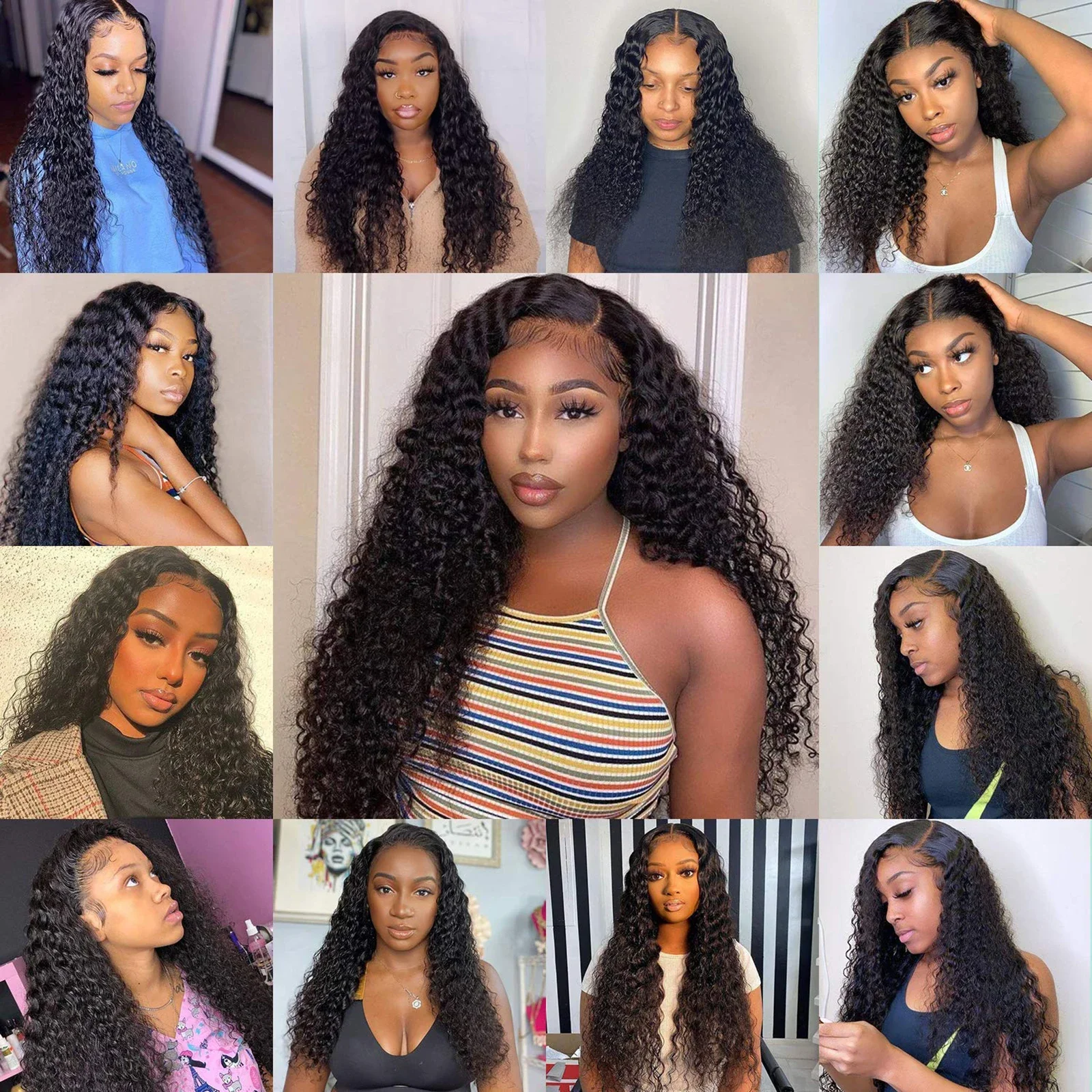 Kinky Curly Brazilijos žmogaus plaukai giliai banguoti nėrinių užsegimai_voghion.com