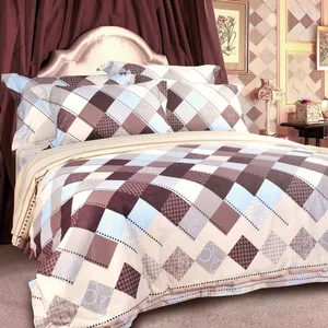 Best Selling Bridal Bedsheet Set Custom Printed Cotton Bed Sheet Duvet Cover Sets Geometric
