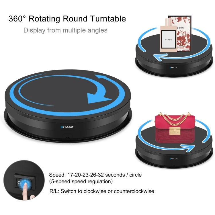 PULUZ 30cm Adjusting Speed Rotating Turntable Display Racks