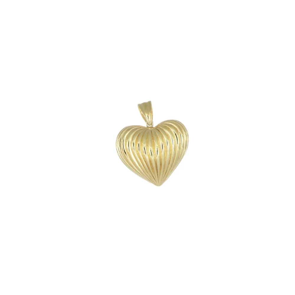 Fine Made in Italy 18kt gold Plating Vintage Domed Striped Heart as special gift to your beloved one Size 4/ 222050