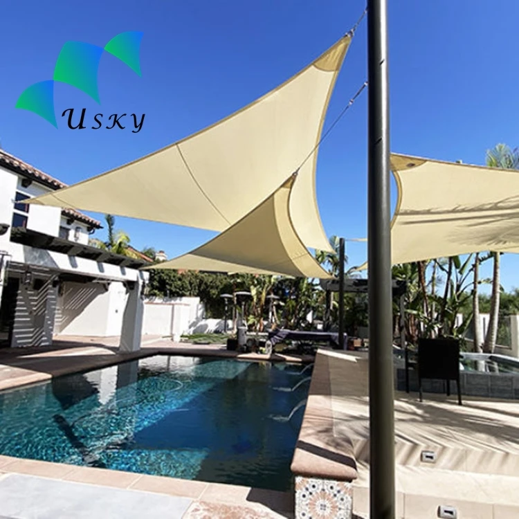 Customized Size 8m Triangle Shade Sail  with Hooks Set Accessories