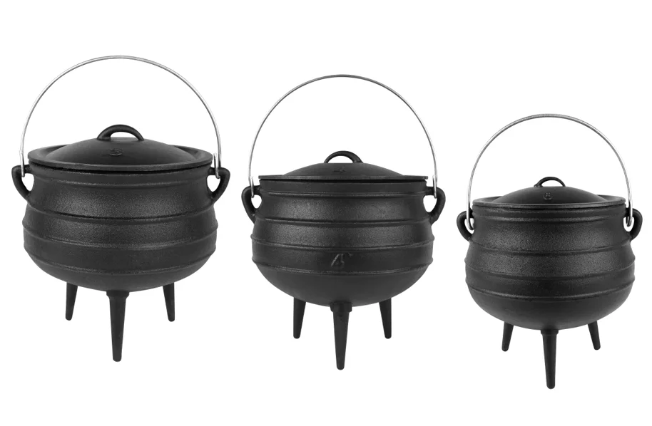 Cast Iron Pre-Seasoned Potjie African Pot with Lid, 8 Quarts, Size 3