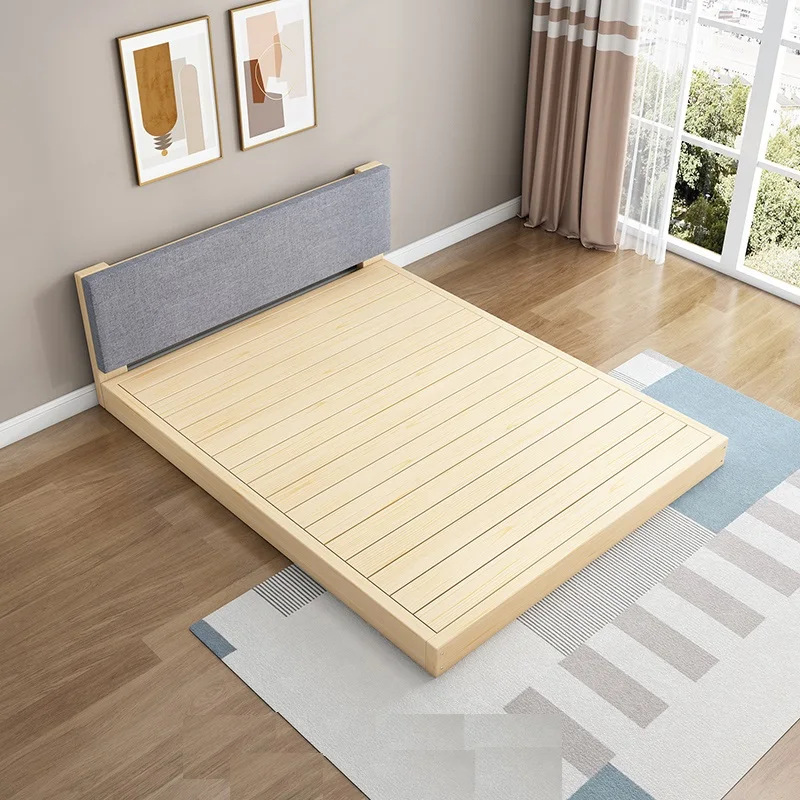 Custom Size Nordic Style Solid Wooden Bed Modern Simple King Queen Oak