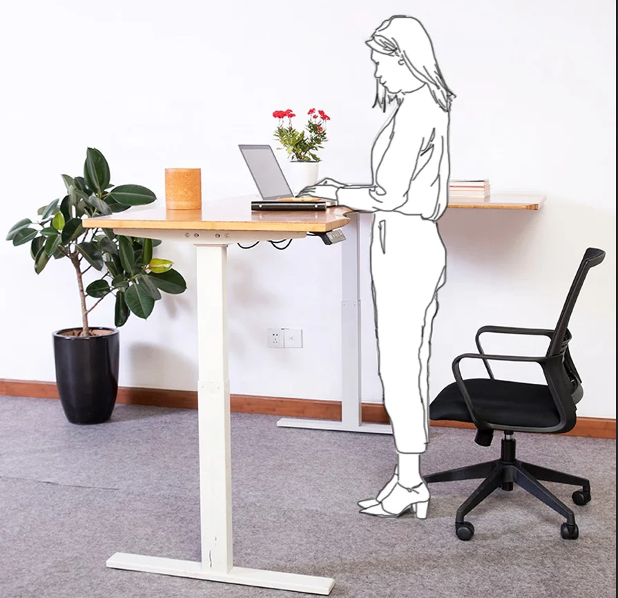 Electric 3 Stage Computer Standing Work Station Standup Desk Ergonomic Stand up Table Frame