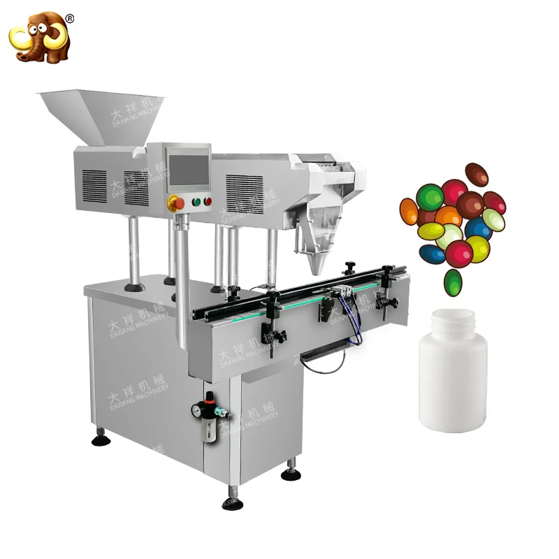 Automatic DXS-8 Channel Gummy Bear Candy Tablet Fish Glue Vitamin Candy Capsule Counting Bottling Machine