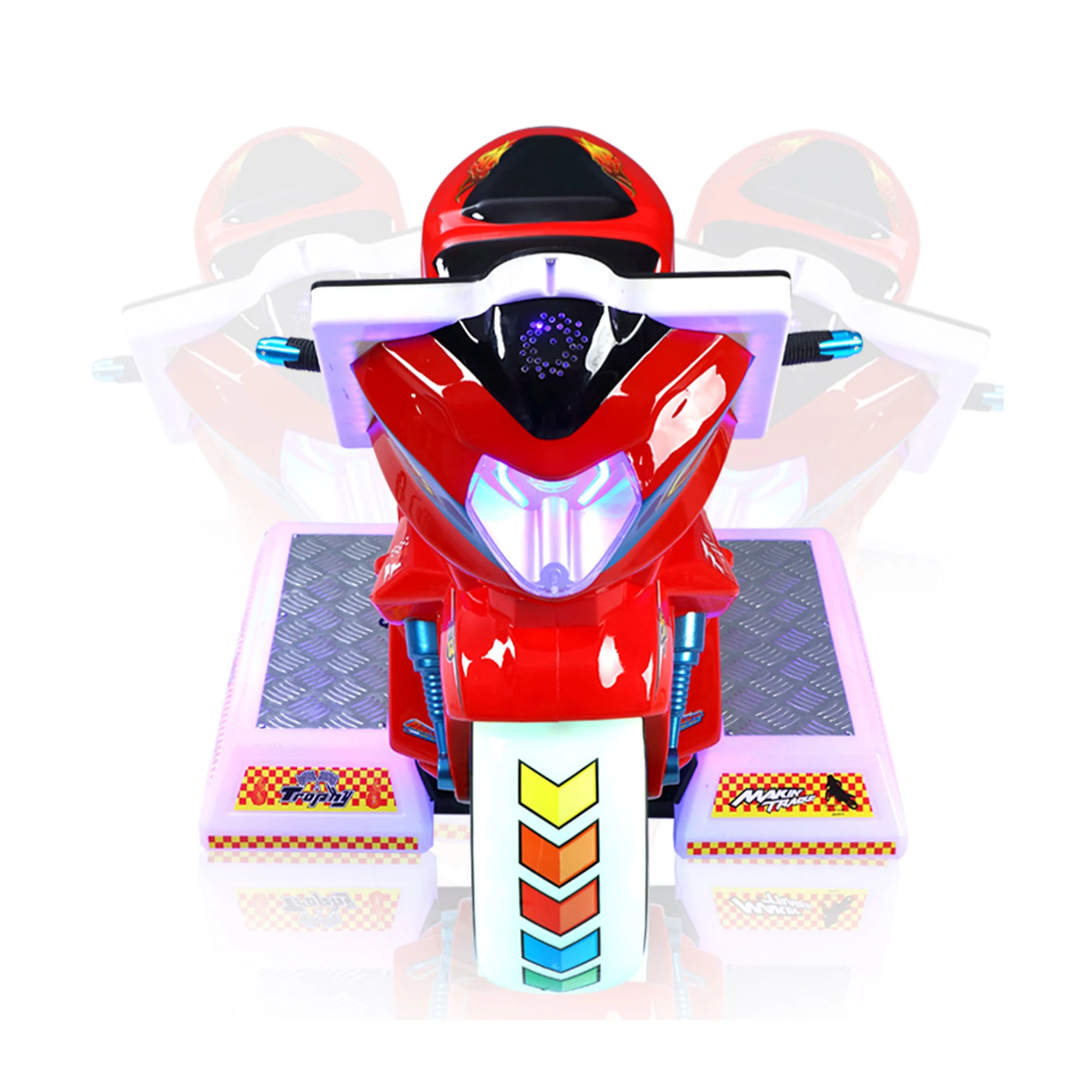 Factory Wholesale Coin Operated Kids Electric Screen Toy Car Rocking LED Swaying Car Machine Speed Motorcycle for Kids