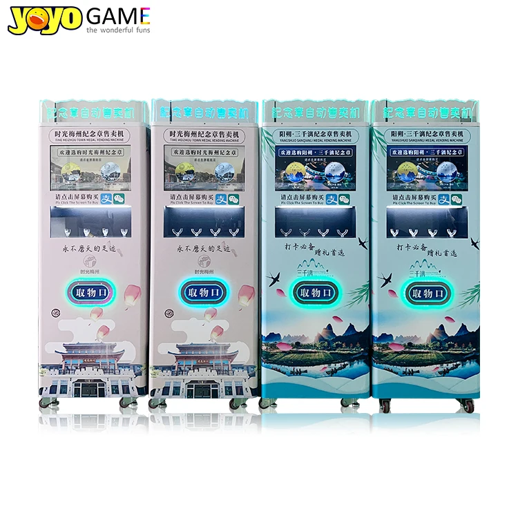 Customizable Medal Vending Machine with 32 Inch Touch Screen 300-600 pcs Capacity and 150 W Power for Souvenir Coins