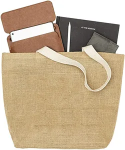 Custom logo grocery jute bag shopping tote reusable burlap beach bag