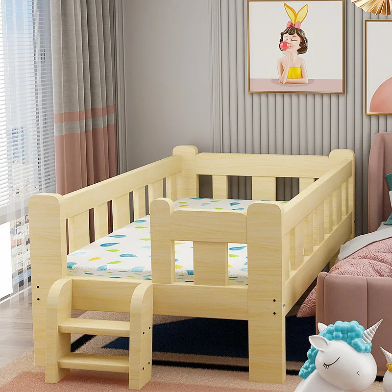 Kids Single Bed Solid Wood Child Boy Child Single Guardrail Lion ...