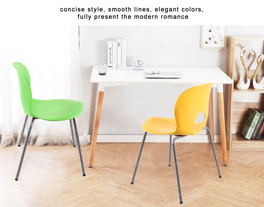 Simple Breathable Leisure Chair With Solid Metal Frame And Ergonomic Backrest Stackable Dining Chair For Kitchen And Restaurant