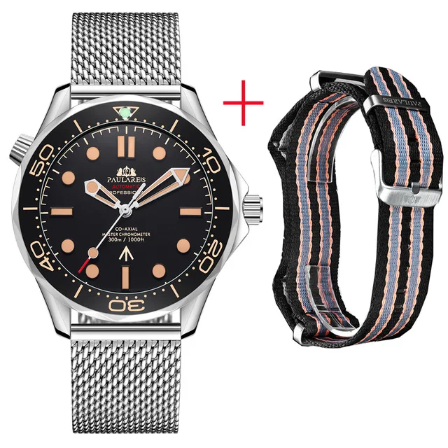 Paulareis Automatic Self Wind Mechanical Net Stainless Steel Nylon Strap Luxury Men New Limited Watch
