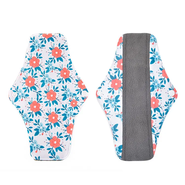 Washable Bamboo Charcoal Women Girls Feminine Menstrual Cloth Pads