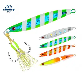 CHEERY High Quality Saltwater 30g 40g 60g 80g Colorful Lead Bait Luminous Jig Slow Metal Jigs With Auxiliary Hook Jigging Lure – Metal Jig – view 2