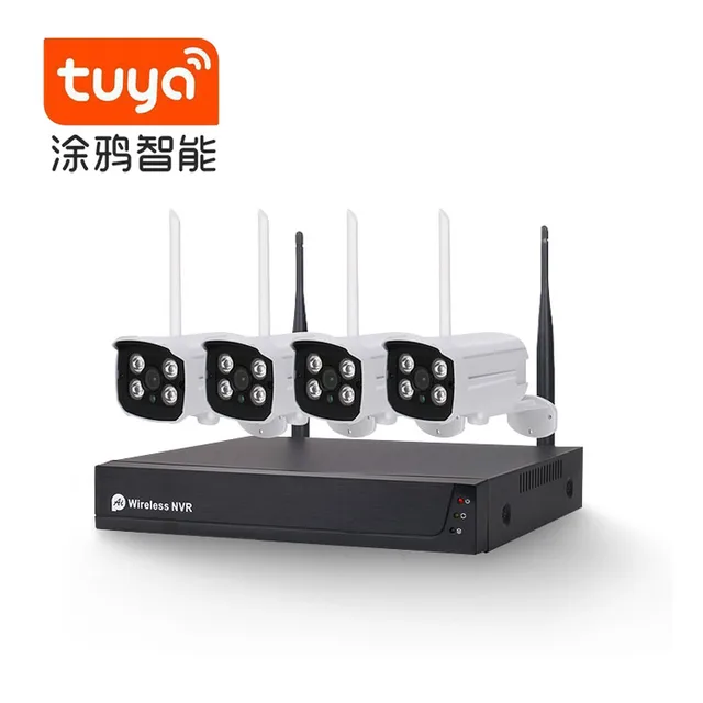 CCTV System Human Shape Detection 4MP 4CH Wireless NVR Kit Tuya APP