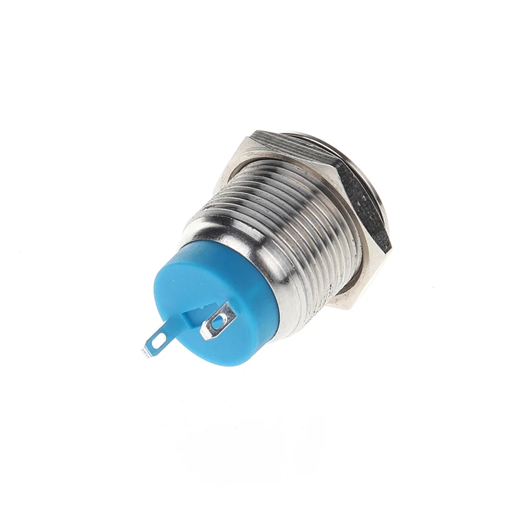 
High Quality Flat Head Stainless Steel 16mm Momentary metal Push Button Switch 12v With 2 pins 