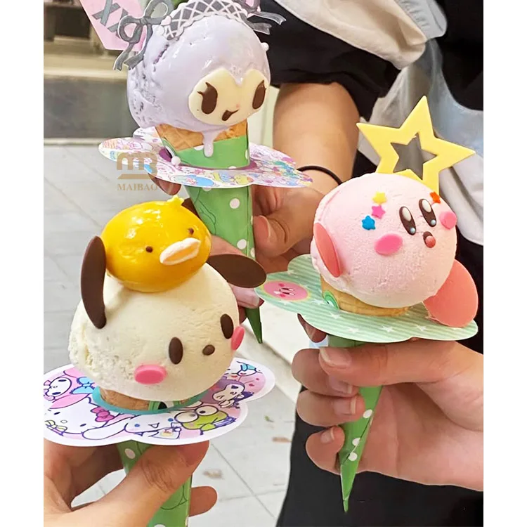 Einweg-eisbecher-halter Anti-tropf-papier-eis Am Stiel-halter Maßgefertigte Eiscreme-waffel-papierschale To-go-eiscreme-tüte Dessert-box