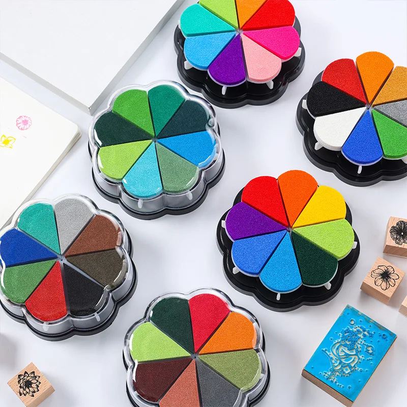 YPSelected 8 Color Waterdrop Shaped Craft Ink Pads - Rubber Stamps For Paper, Wood, Fabric (Set 1028)