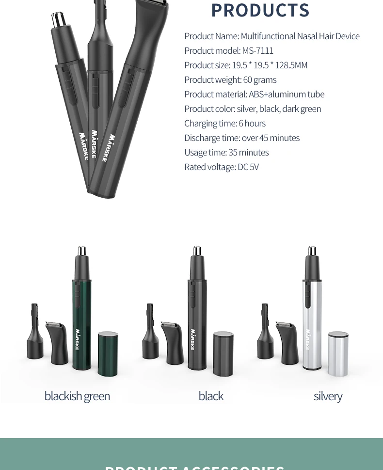 Men's 3-in-1 Professional Painless USB Rechargeable Portable Household Nose & Ear Hair Trimmer